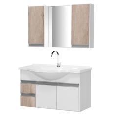 Gabinete de banheiro com espelheira Kit Boa Vista 80cm