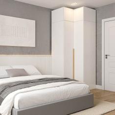 Guarda-roupa Modulado de Canto 2 Peças 4 Portas Jade Cabecasa Madeiramadeira Branco Fosco