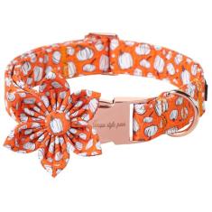 Unique Style Paws Coleira de cachorro de dia das bruxas com laço de abóbora de algodão para cães pequenos, médios e grandes 2024