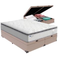 Cama Box Baú Bege E Colchão Amsterdã Molas Ensacadas Queen Probel