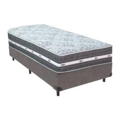 Cama Box Cinza E Colchão Black Graphite Molas Ensacadas Solteiro 88x188x32 Anjos