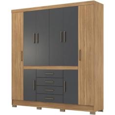 Guarda Roupa Casal 08 Portas 84020 Amendola Grafito Demobile