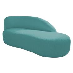 Divã Recamier Curvo Luna 160cm Lado Direito Suede Azul Turquesa