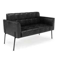 Sofá Namoradeira 2 Lugares Pé De Ferro Preto Elisa Corano Preto D03 - 