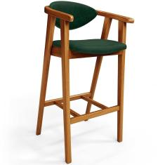Banqueta Alta Para Cozinha Bancada Bar Sala de Jantar Fixa Cecília L02 Facto Verde Musgo - Lyam