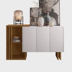 Aparador Buffet Para Sala De Jantar 1,31m Com 3 Portas Berlim Ype Off White New Ceval
