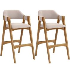 Kit 02 Banquetas Altas Suran L02 Suede Bege