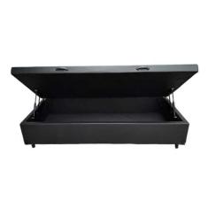 Cama Box Baú Solteiro Blindado Sintético Preto