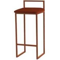 Banqueta Alta Estofada Suede Pietra Base Bronze House - JOTABE, telha
