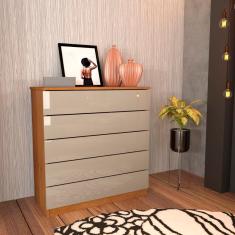 Cômoda Premium 5 Gavetas Tcil Móveis Cinamomo/off