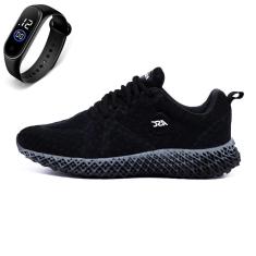 Tênis Masculino Fitnes Academia Caminhada Cross Leve e Resistente + Relógio-Masculino