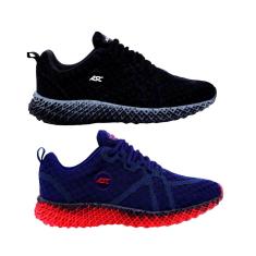 Tênis Masculino Esportivo Cadarço Academia Corrida Dia a Dia Pisada Leve Solado 4D Kit 2 Par-Feminino