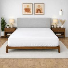 Lençol Solteiro Teka 100% Algodão 120 fios Com Elástico, Branco