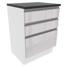 Balcão Madesa Acordes 100% Mdf 60 Cm 3 Gavetas Frentes