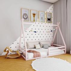 Cama Cabana Proteção Solteiro Ludika Mobilia limonada rosa