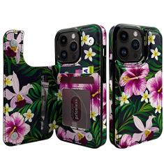 TopPerfekt Capa carteira de couro flip porta-cartões compatível com iPhone 13 Pro de 6,1 polegadas, mulheres e meninas com suporte para cartão, fecho magnético duplo, padrão floral