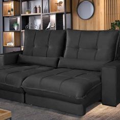 Sofá Retrátil e Reclinável Thor - Molas Ensacadas 230 Cm Preto