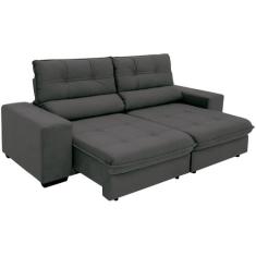 Sofá Retrátil Reclinável 4 Lugares Suede Brunello Linoforte, Cinza Gra