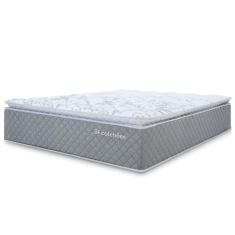 Colchão Casal Molas Ensacadas Premium Pillow Top Sleep Cinza 138x188cm BF Colchões