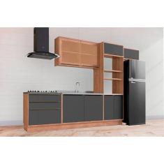 Cozinha Modulada Completa Versalis 6 Peças (2Aéreos+2Balcões+1TorreQuente+1Complemento) C6P191 Freijo/Grafite - Herval