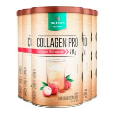 Kit 5 Collagen Pro Colágeno Hidrolisado Chá Branco com Lichia Nutrify 450g