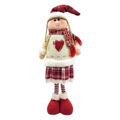 Boneca Natalina Vermelha 50X17X10Cm Enfeite De Natal