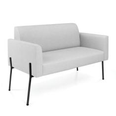 Sofá Namoradeira 2 Lugares Pé De Ferro Preto Marisa Linho Cinza D03 - 