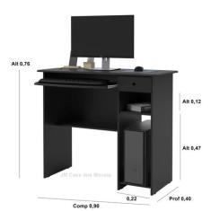 Mesa Para Computador Estudo Gama cor Preto - MJM Casa dos Móveis - jm 