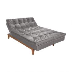 Sofá Cama Reclinável 2 Lugares Change Veludo Cinza Gran Belo