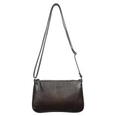 Bolsa Feminina Transversal Pequena Couro Legítimo Madamix, Café