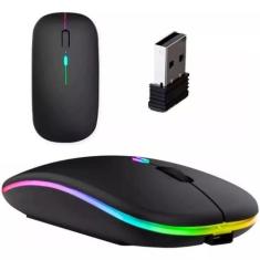 Mouse Sem Fio Recarregável Wireles Optico Led Rgb Ergonômico