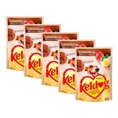 Kit 5 Ração Úmida para Cachorro Keldog Cordeiro com Brócolis e Linhaça