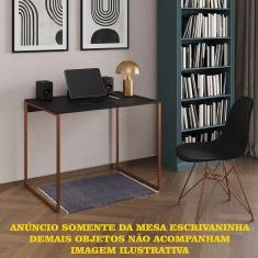 Escrivaninha Industrial Office Preta 90x53 Grécia Base Cobre