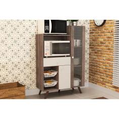 Balcão Fruteira Cozinha RT 3059 c/ 2 Portas 1 Gaveta e 1 Nicho p/ Forno 96cm Rustico/Branco - Movelbento