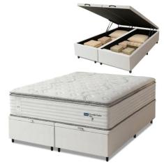 Cama Box Baú Casal King Colchão Molas Guarda Costas Max Com Pillow 193