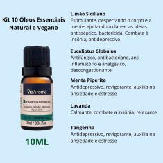 Kit 10 Óleos Essenciais Naturais Via Aroma 10ml Aromaterapia