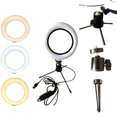 Iluminador De Led Com Tripe Ring Light Usb 16cm 6 Polegadas