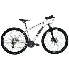 Bicicleta Aro 29 Ksw Xlt 24 Marchas Shimano Freio Hidraulico Branco Preto 19´´