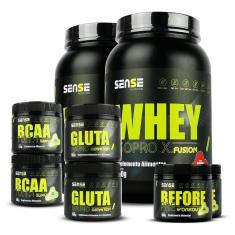 2 Whey Protein + 2 Bcaa + 2 Glutamina + 2 Pré Treino - Sense-Unissex
