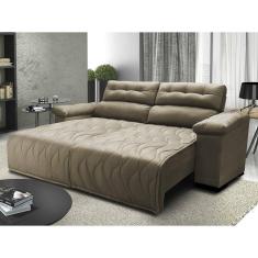 Sofá 2,32m Retrátil e Reclinável com Molas Cama inBox Top Tecido Suede Velusoft Castor