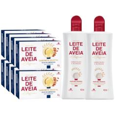 2UN Hidratante Leite De Aveia 400ml e 8 Sabonetes Aveia e Oleo de Amendoas Davene
