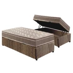 Cama Box Baú Solteiro: Colchão Ortopédico Paropas D33 / EP Confort Ultra Firme + Base CRC Suede Clean(88x188)