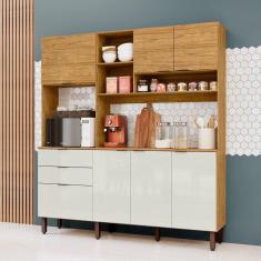 Cozinha Compacta Boreal 7 Portas e 2 Gavetas Espresso Móveis Marrocos/Off White