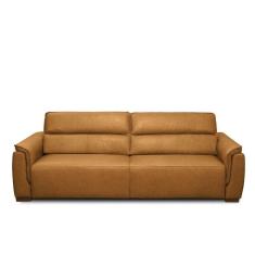 Sofá Decorativo Lorenzo 3 Lugares Sala De Estar 240cm Reclinável E Retrátil Couro Caramelo Manchado