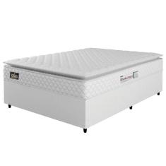 Cama Box Casal Queen Colchão Espuma D33 Pillow Top New Millenium 158x198x57cm Branco Hellen