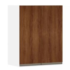 Armário Perola 60 cm 2 Portas Luciane, Branco Polar/Nogueira Dourado