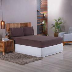 Jogo de Lençol Liso Solteiro 2 Peças 180 Fios 100% Algodão - Marrom