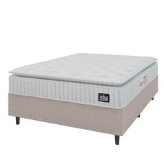 Cama Box Colchão Casal Espuma D45 Lazio Pillow Top 138x188x67cm Branco