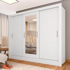 Roupeiro 3 Portas Casal Com 2 Espelhos Aurora Branco - M. Arapongas - 