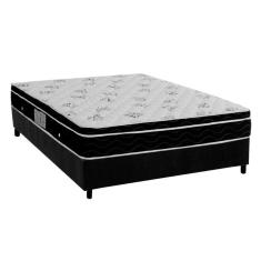 Cama Box Casal Colchão Molas Bonnel Ortobom Nanolastic Physical Spring + Base Crc Suede Black(138x188)